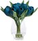 12 Pcs Fake Tulips Artificial Flowers in Vase with Faux Water, Foam Tulip Flower Arrangement with Vase for Home Office Decor, Dining Table Wedding Centerpiece & Mom's Gift (Peacock Blue)